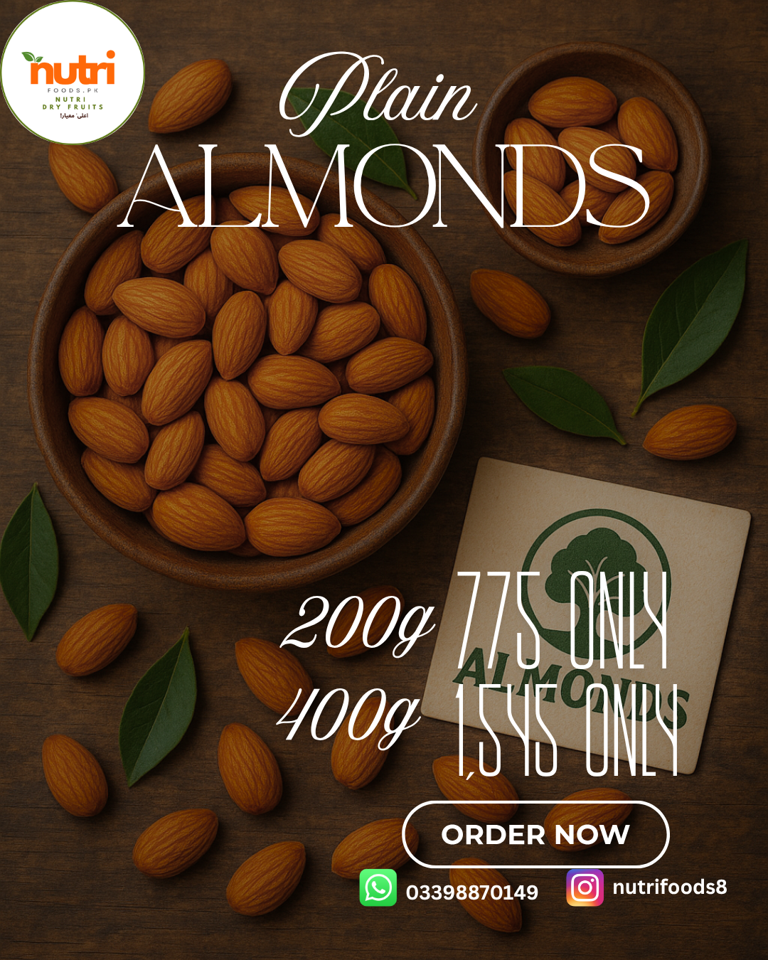 Almonds Plain 200gms
